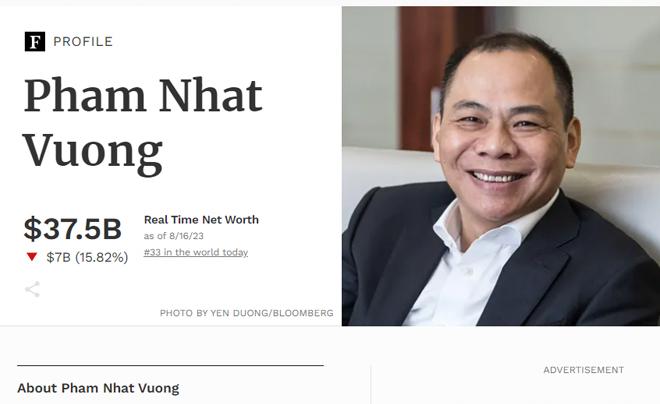 Chủ tịch VinGroup - Phạm Nhật Vượng hiện đứng TOP 1 người giàu nhất Việt Nam